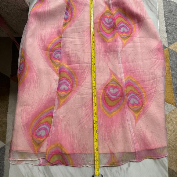 Nanette Lepore Pink Strapless Dress, Peacock Print - Picture 6 of 8